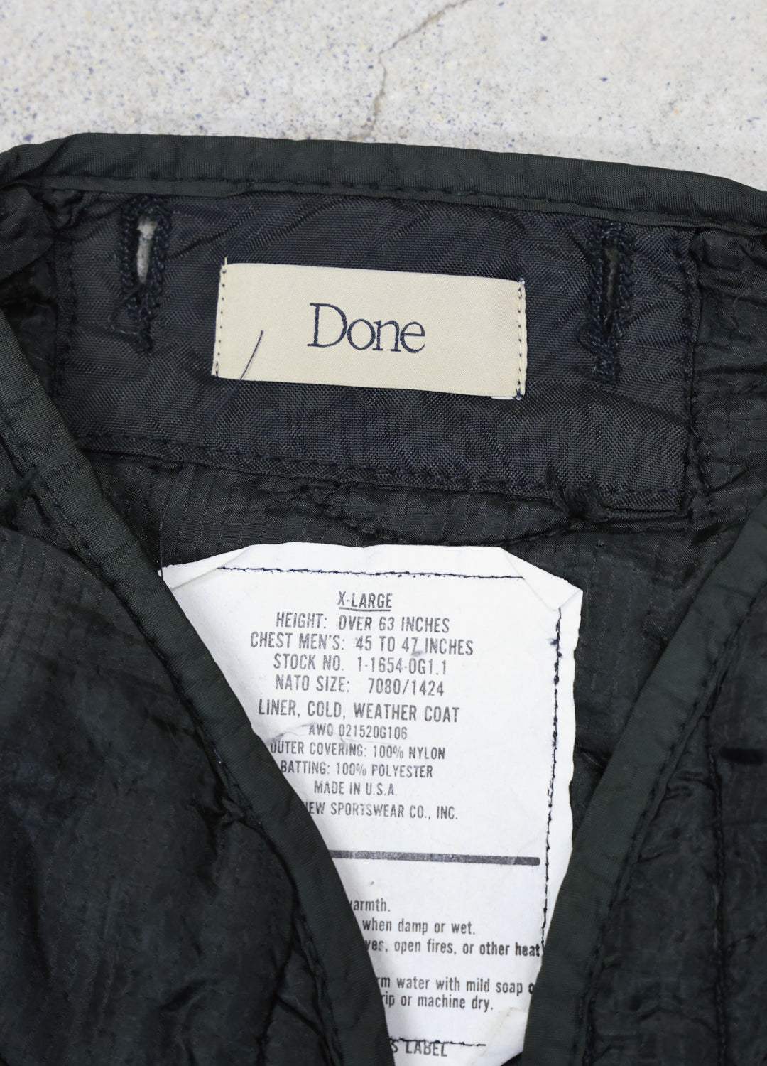 U.S ARMY M-65 QUILTING LINER REMAKE Black Edge - XL size