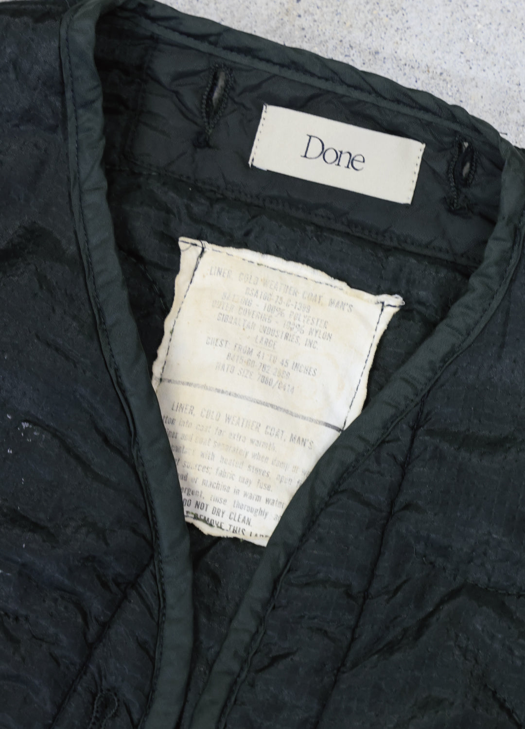 U.S ARMY M-65 QUILTING LINER REMAKE Black Edge - L size