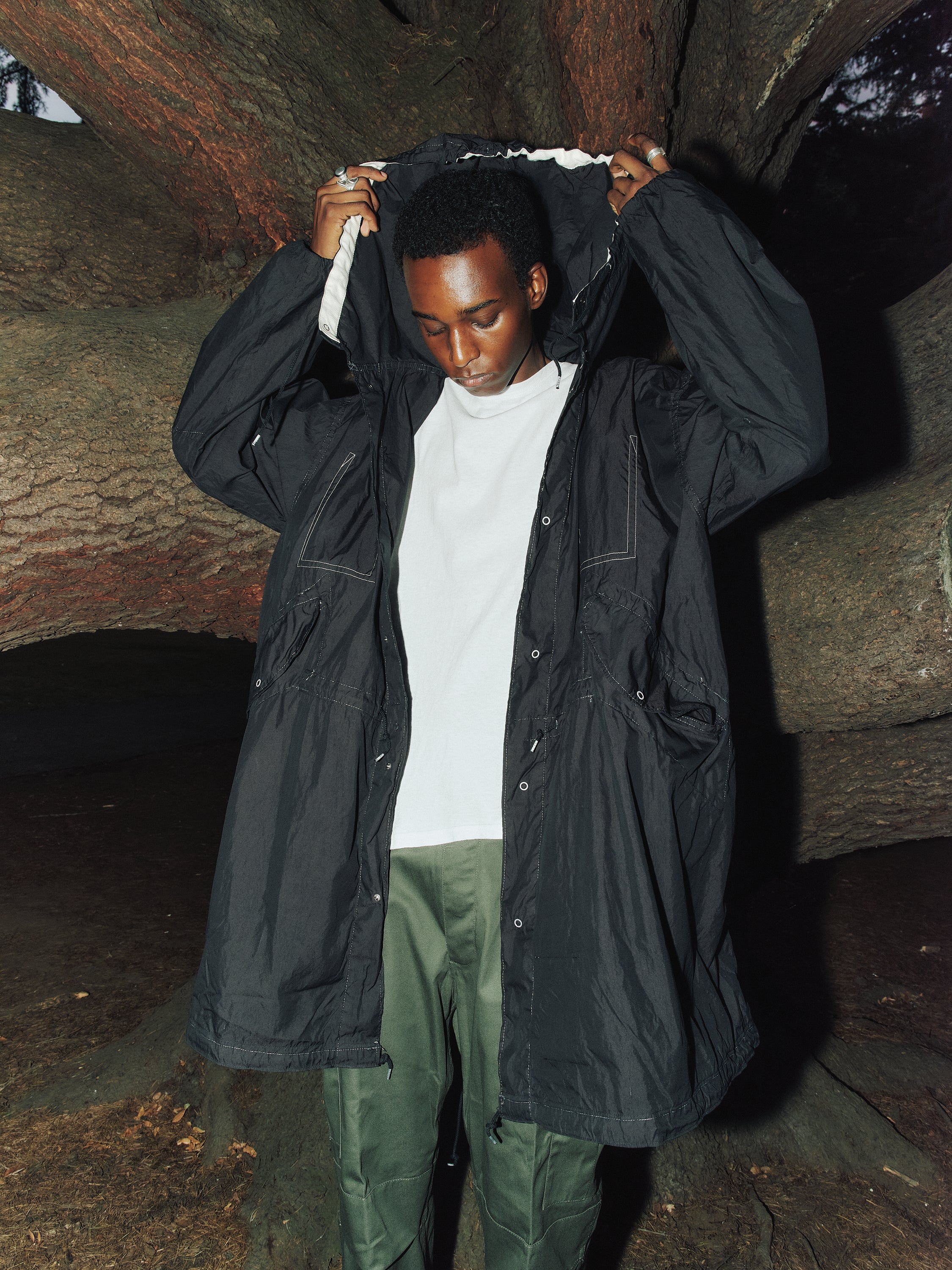 U.S. ARMY SNOW CAMO PARKA REMAKE(BLACK)