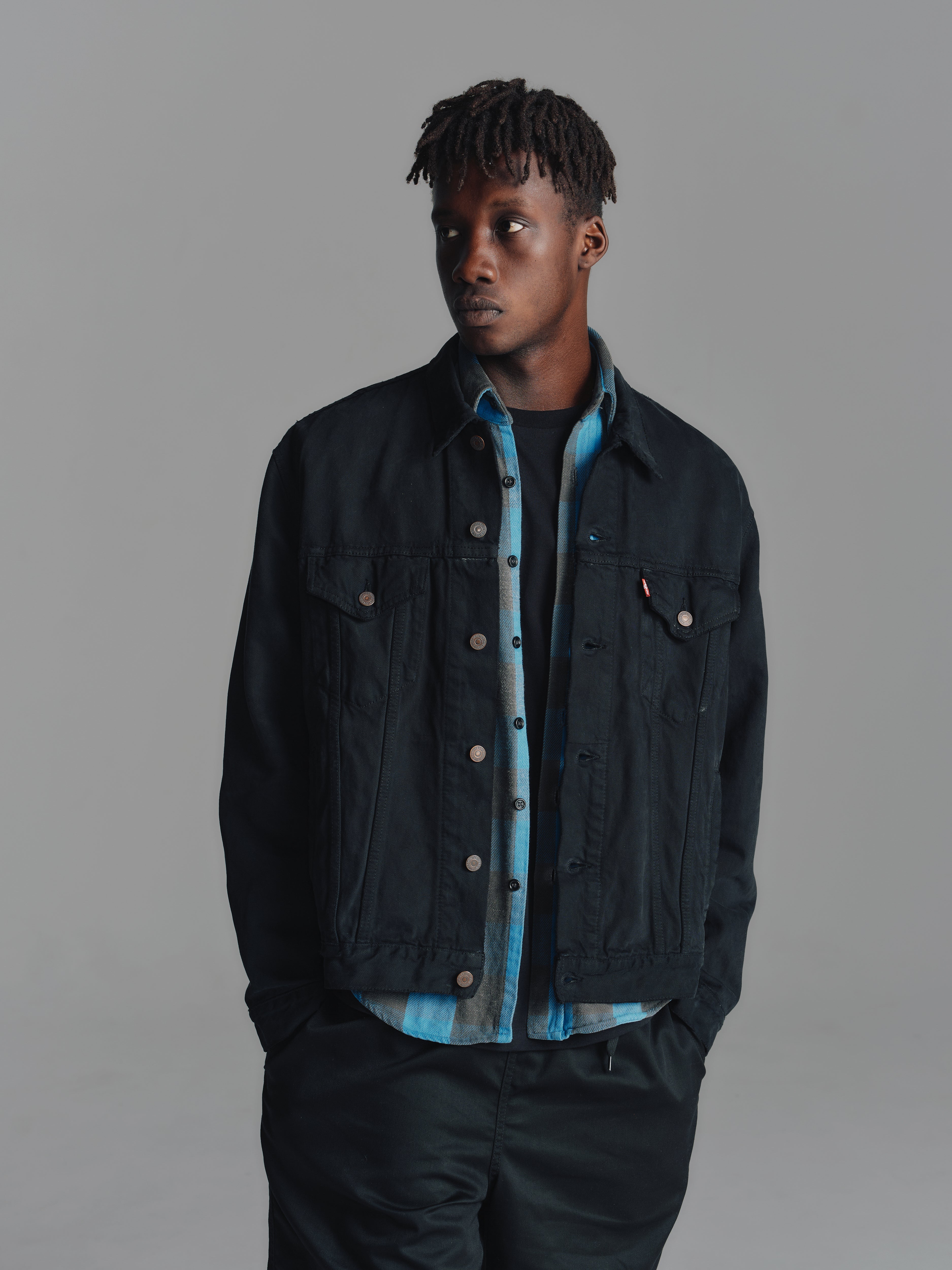 Izzy - Euro 70503 3rd Type Denim Jacket Black Edge