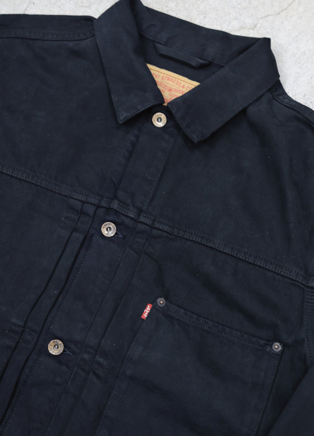 John - EURO 70501 1st Type Denim Jacket Black Edge - L size .