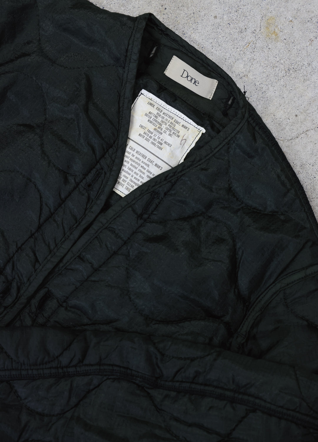 U.S ARMY M-65 QUILTING LINER REMAKE Black Edge - M size