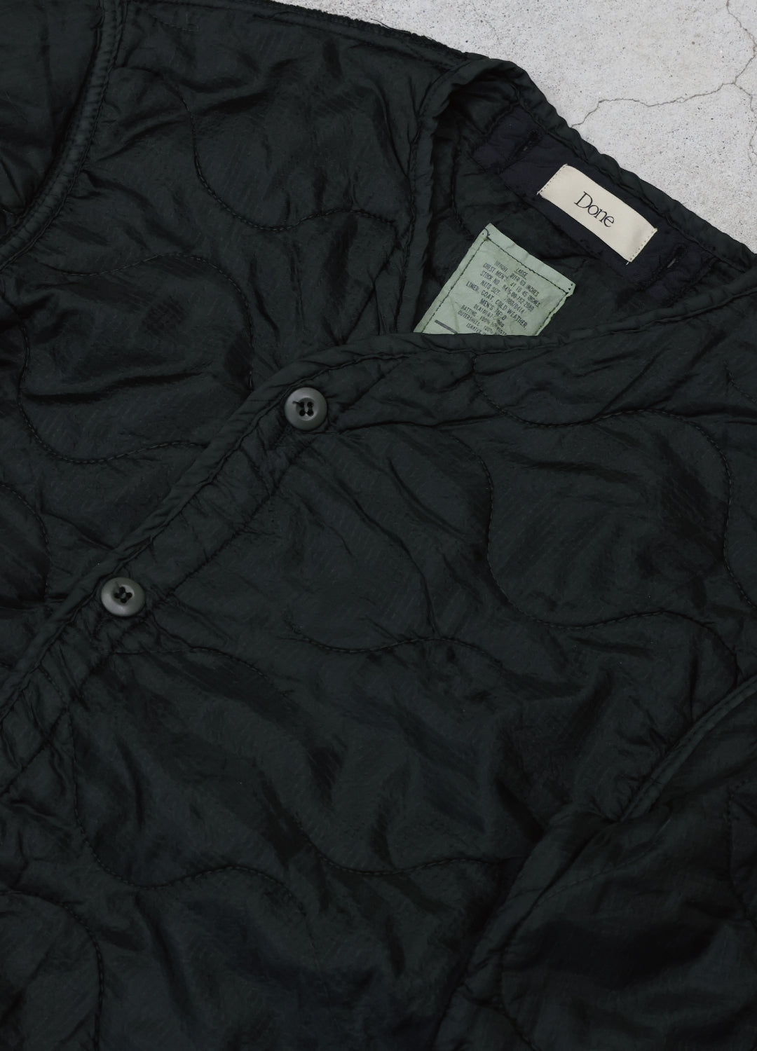 U.S ARMY M-65 QUILTING LINER REMAKE Black Edge - L size