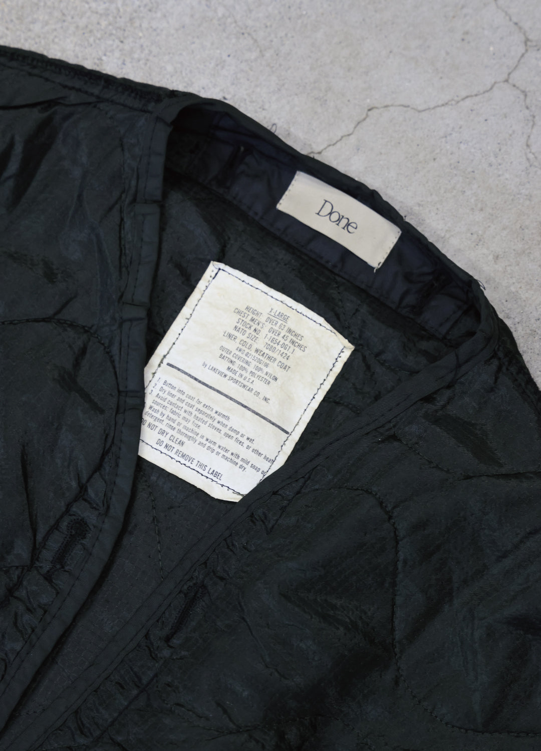 U.S ARMY M-65 QUILTING LINER REMAKE Black Edge - XL size