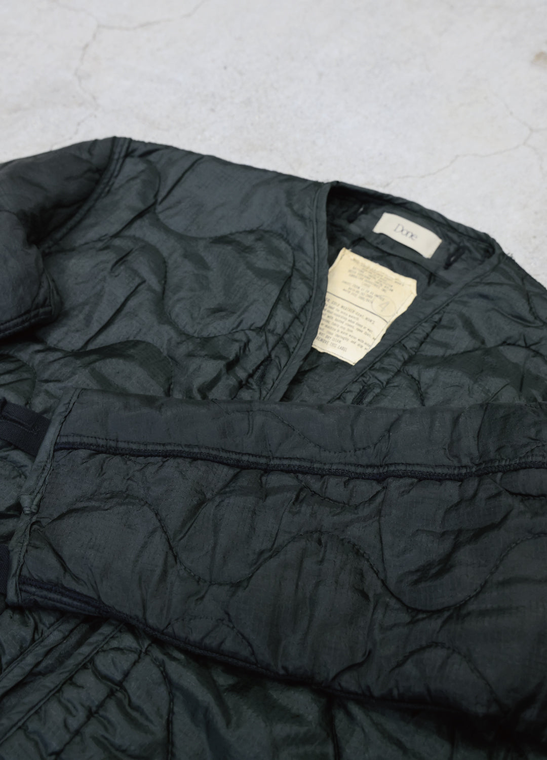 U.S ARMY M-65 QUILTING LINER REMAKE Black Edge - L size