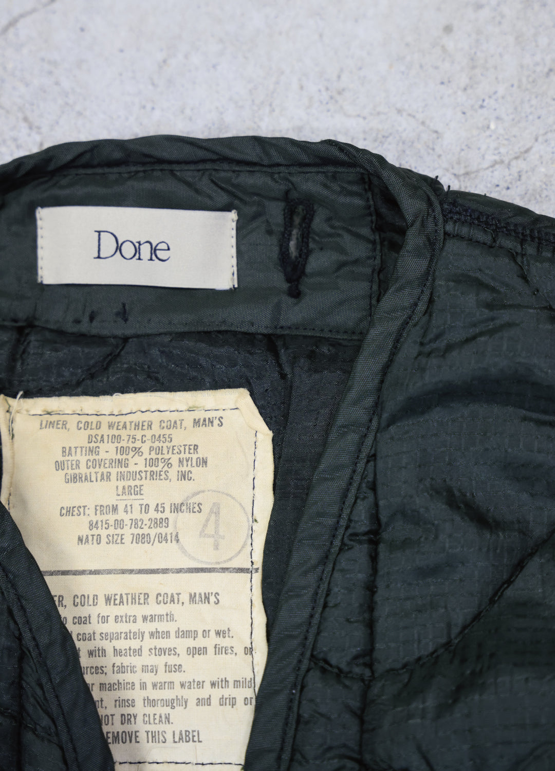 U.S ARMY M-65 QUILTING LINER REMAKE Black Edge - L size